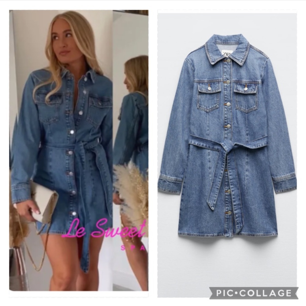 NWT ZARA denim dress with belt blogger favorite